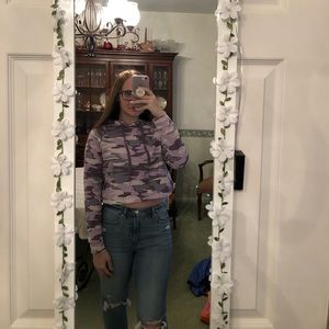 Purple camo cropped hoodie